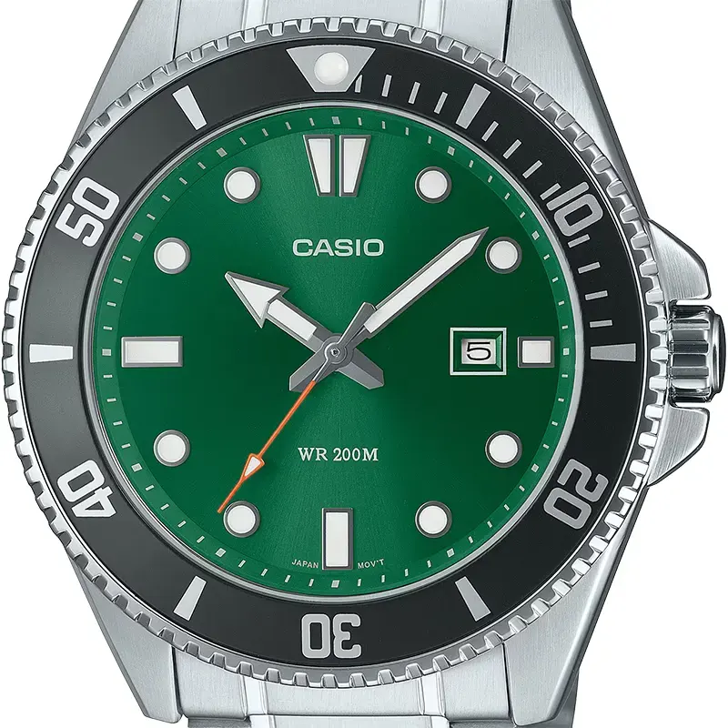 Casio Japan Quartz Duro Diver's 200M Green Dial Men's Watch- MDV-107D-3A2V